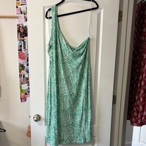 Nine West Mint Zebra One Shoulder Dress